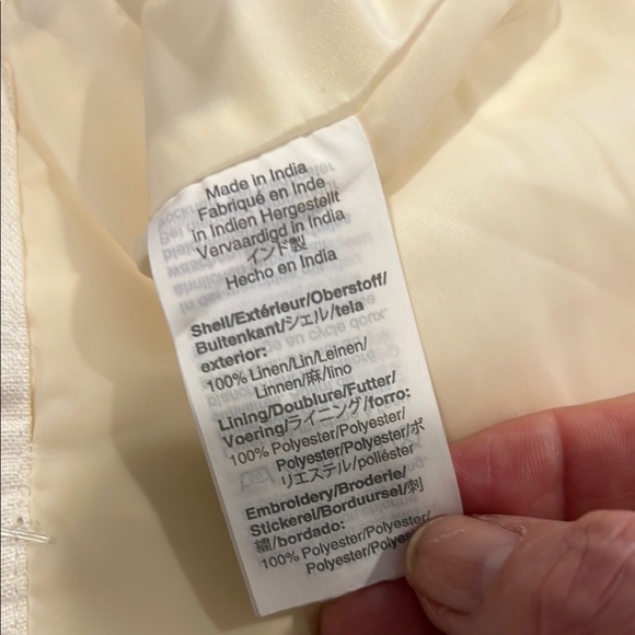 J. Crew Cream with Navy embroidery linen high waisted shorts size 2 - Picture 13 of 14